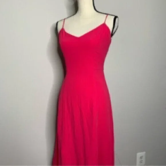 NWT J. Crew Pink Drapey Spaghetti Strap Maxi Dress With Side Slit - Picture 9 of 14